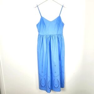 NWT Calypso St. Barth Size 10 Blue Strappy Eyelet Cotton Maxi Dress